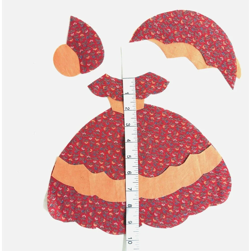 4 Vintage Sunbonnet Sue Southern Belle Quilt Applique Cut Out Pieces for Quilts